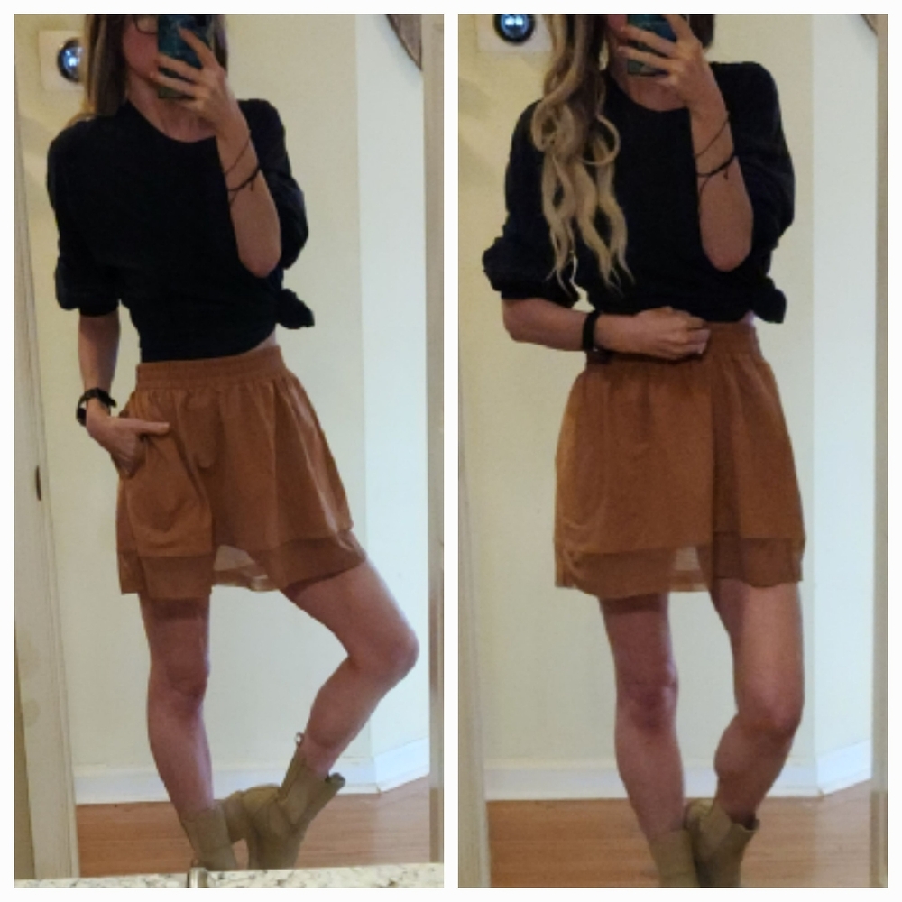 Free People Norma Kamali Flared Boyfriend Mesh Mini Skirt - Picture 3 of 3